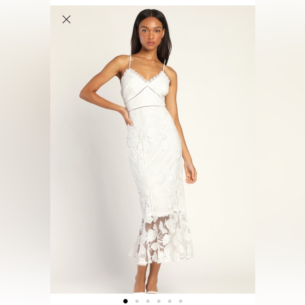 Lulus white lace mermaid midi dress